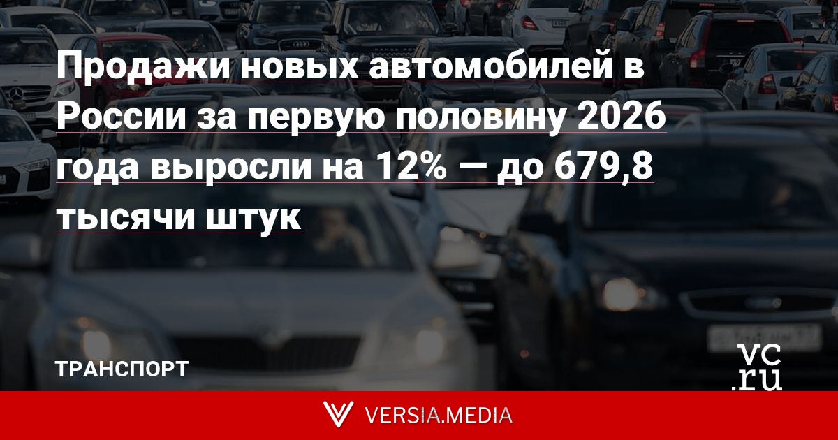 Продажи новых автомобилей в России за первую половину 2026 года выросли на 12% — до 679,8 тысячи штук